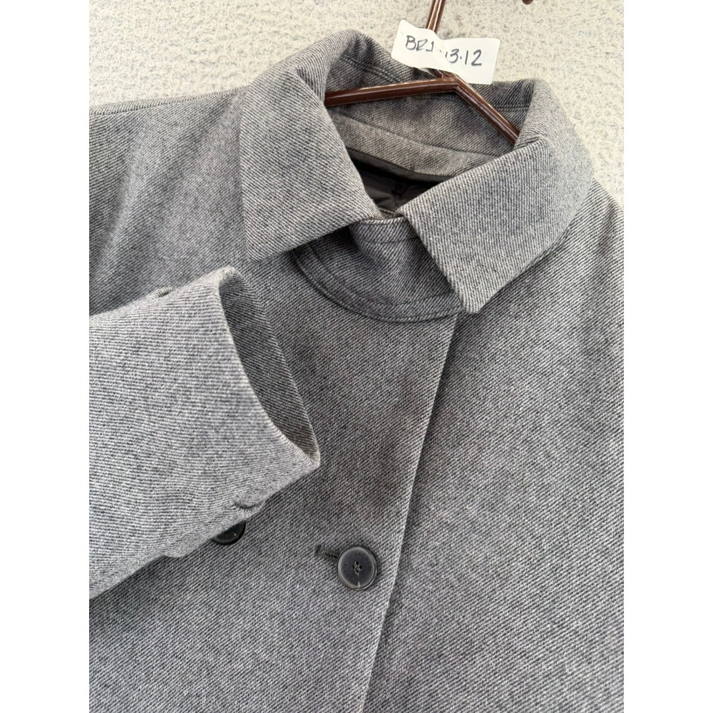 Lacoste Women Gray Double Breasted Pea Coat Jacket Size 40 Wool Blend Bib Collar
